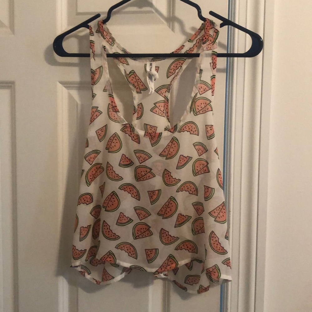 Flowy see through watermelon tank top